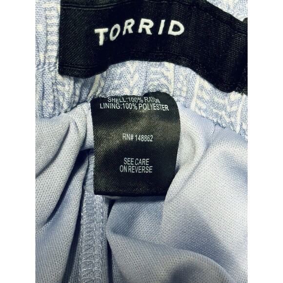 Torrid Palazzo Blue / White Elastic Waist Pants Upper Lined with Belt size 0 - Picture 5 of 5